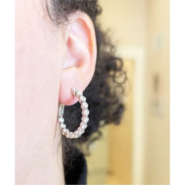 25mm Simulated Diamond Hoop Earrings in Sterling Silver Image 2 Conti Jewelers Endwell, NY