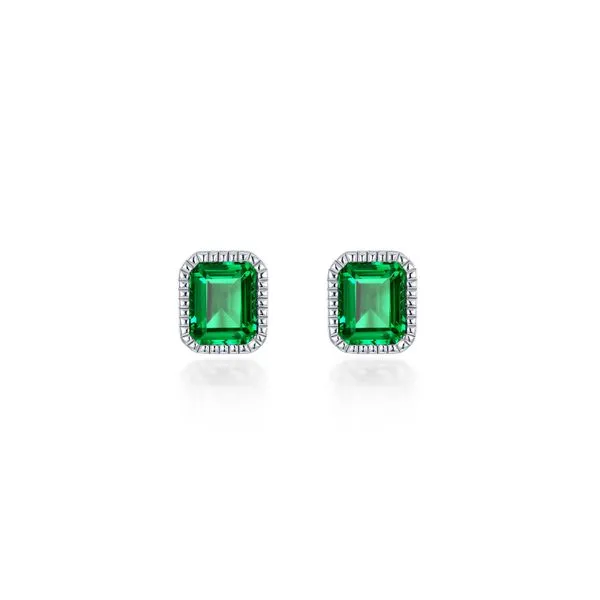 May Birthstone Solitaire Stud Earrings in Sterling Silver Conti Jewelers Endwell, NY