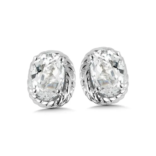Lab-Grown White Sapphire Birthstone Earrings in Sterling Silver Conti Jewelers Endwell, NY