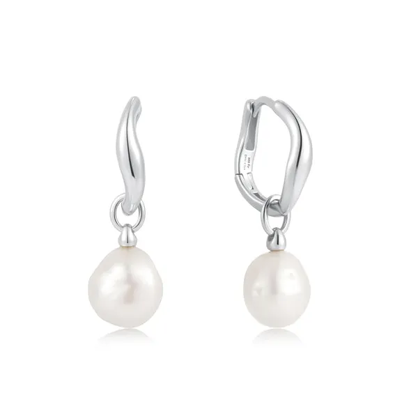 Silver Freshwater Pearl Drop Hoops Conti Jewelers Endwell, NY