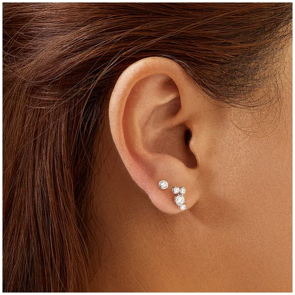 Pavé Climber Stud Earrings in Sterling Silver Image 2 Conti Jewelers Endwell, NY