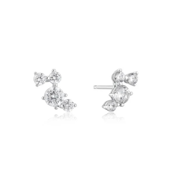 Pavé Climber Stud Earrings in Sterling Silver Conti Jewelers Endwell, NY