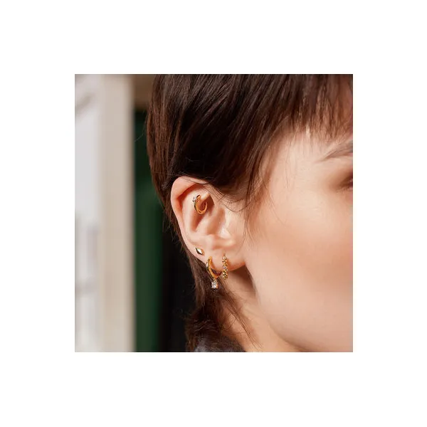 Drop Solitaire Huggies in Yellow Gold Image 2 Conti Jewelers Endwell, NY