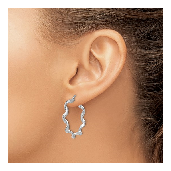 Twisted Hoop Earrings in Sterling Silver Image 2 Conti Jewelers Endwell, NY