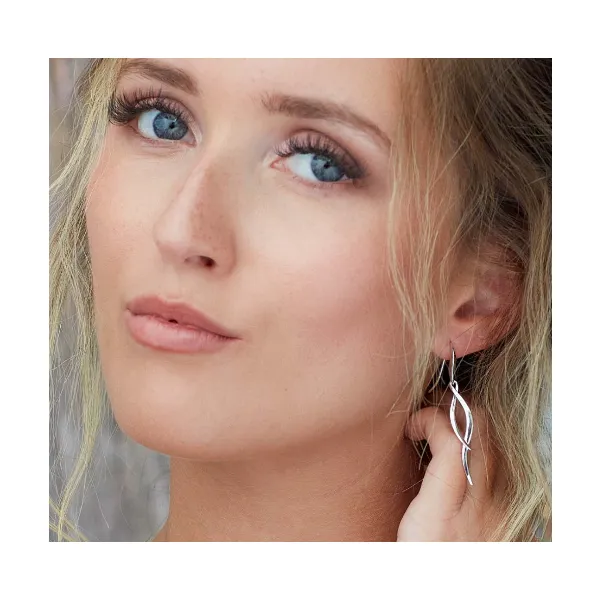 Entwine Twine Twist Drop Earrings in Sterling Silver Image 2 Conti Jewelers Endwell, NY
