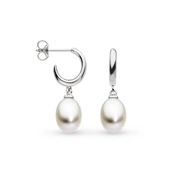 Pebble Pearl Droplet Hoop Earrings in Sterling Silver Conti Jewelers Endwell, NY
