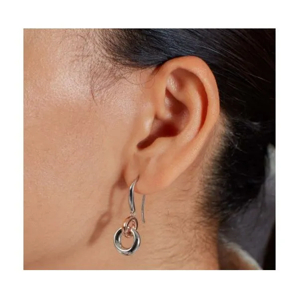 Bevel Cirque Link Blush Drop Earrings in Sterling Silver & 14k Rose Gold Image 2 Conti Jewelers Endwell, NY