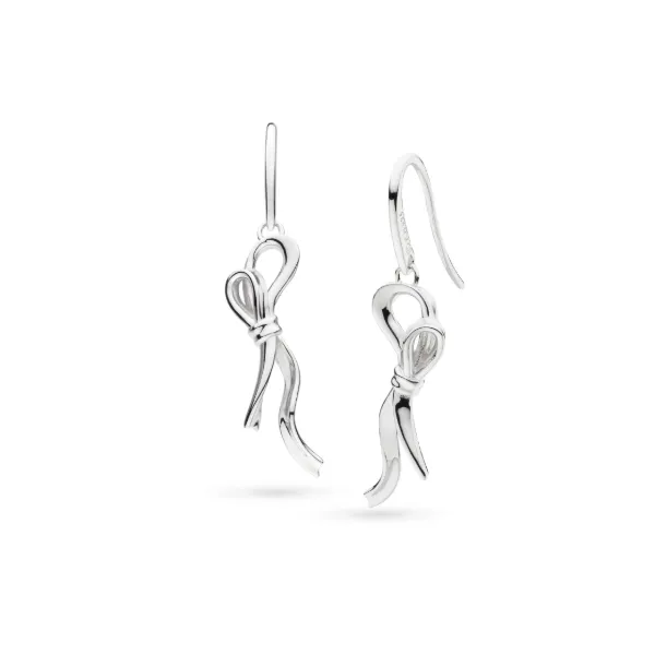 Serenity Ribbon Bow Loop Drop Earrings in Sterling Silver Conti Jewelers Endwell, NY