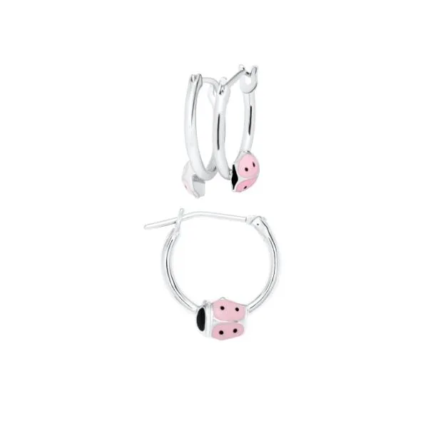 SS Pink Enamel Lady Bug Earring Conti Jewelers Endwell, NY