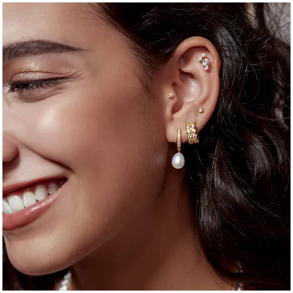 Pavé Climber Stud Earrings in Yellow Gold Image 2 Conti Jewelers Endwell, NY