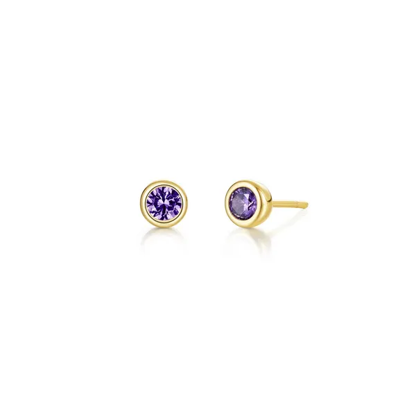 February Birthstone Earrings in Yellow Gold-Plated Sterling Silver Conti Jewelers Endwell, NY