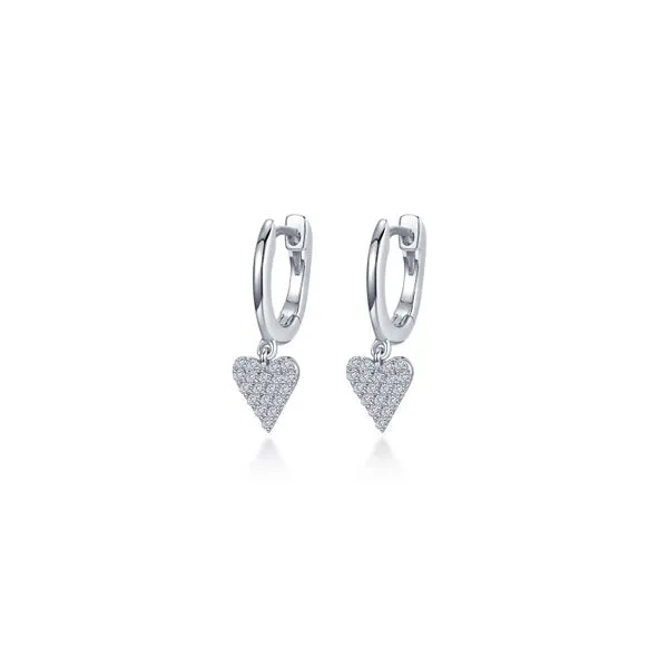 .40 ct. tw. Simulated Diamond Heart Huggie Earrings in Sterling Silver Conti Jewelers Endwell, NY