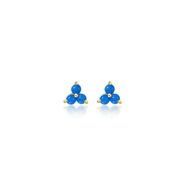 Turquoise Trinity Earrings in Yellow Gold-Plated Sterling Silver Conti Jewelers Endwell, NY