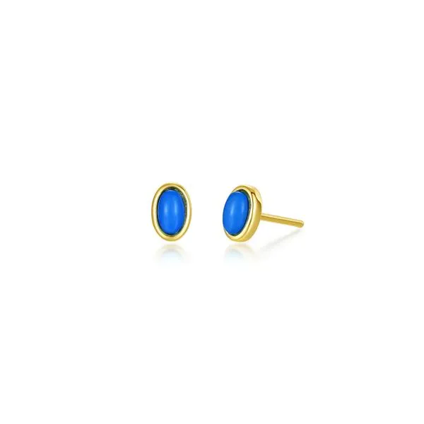 Turquoise Stud Earrings in Yellow Gold-Plated Sterling Silver Conti Jewelers Endwell, NY