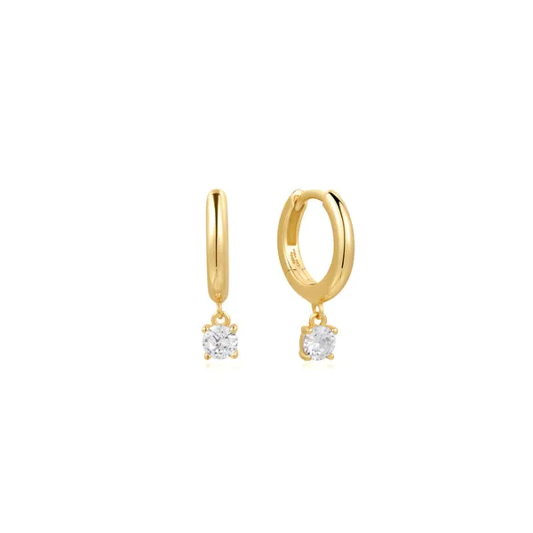 Drop Solitaire Huggies in Yellow Gold Conti Jewelers Endwell, NY