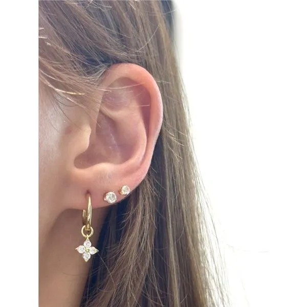 SS YGP CZ Trillium Huggie Hoops Image 2 Conti Jewelers Endwell, NY