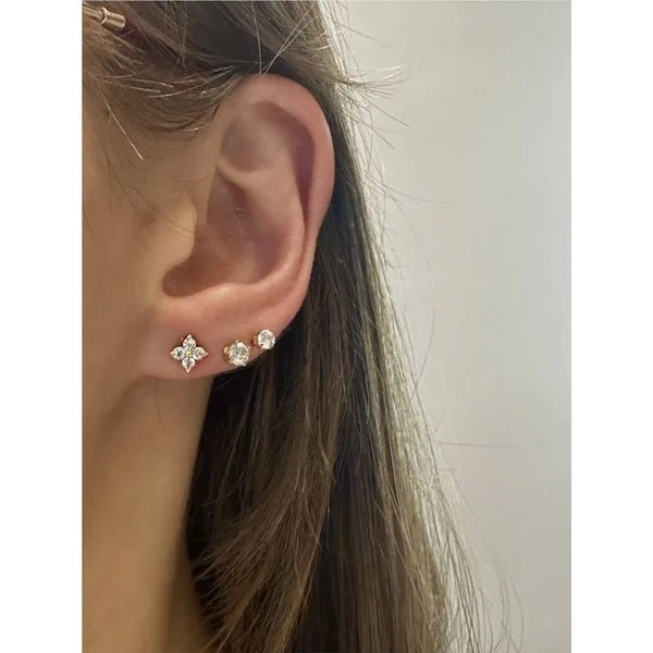 1/4 ct. tw. Simulated Diamond Trillium Bud Earrings in Yellow Gold Image 2 Conti Jewelers Endwell, NY