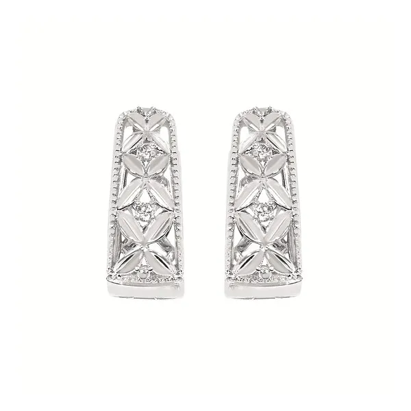 Sterling Silver .04cttw Diamond Ornate Milgrain Earrings Conti Jewelers Endwell, NY
