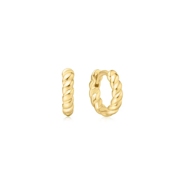 Texture Small Huggie Hoop Earrings in Yellow Gold Conti Jewelers Endwell, NY