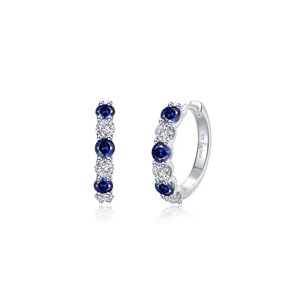 2.04 cttw. Simulated Diamond and Lab Sapphire Josie Hoops in Sterling Silver Conti Jewelers Endwell, NY