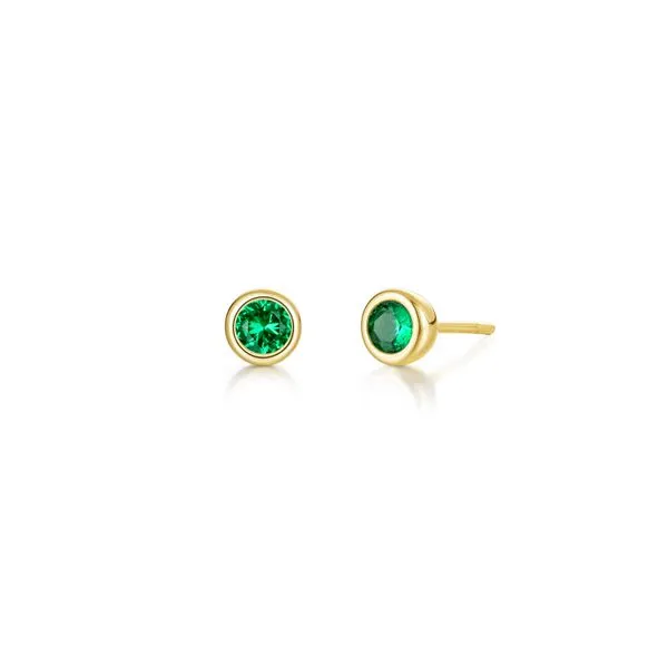 0.34 cttw. Simulated Emerald May Birthstone Earrings in Yellow Gold-Plated Sterling Silver Conti Jewelers Endwell, NY