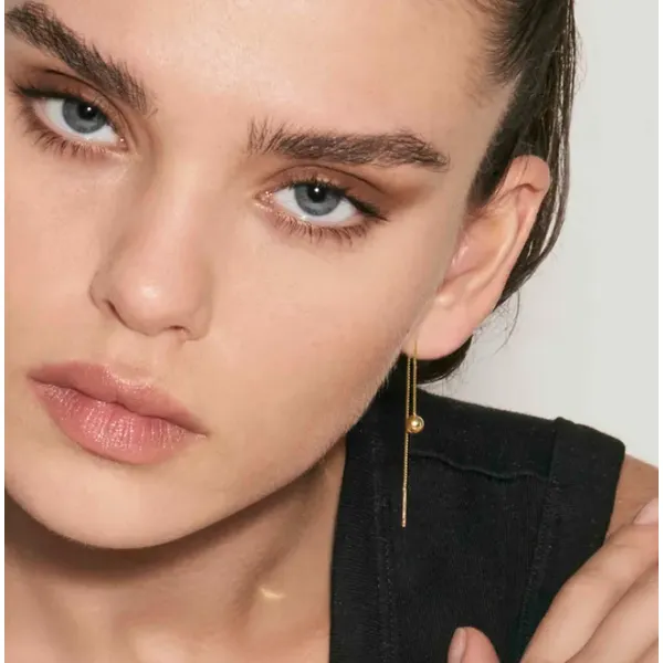 Sterling Silver Yellow Gold Plated Ball Threader Earring Image 2 Conti Jewelers Endwell, NY