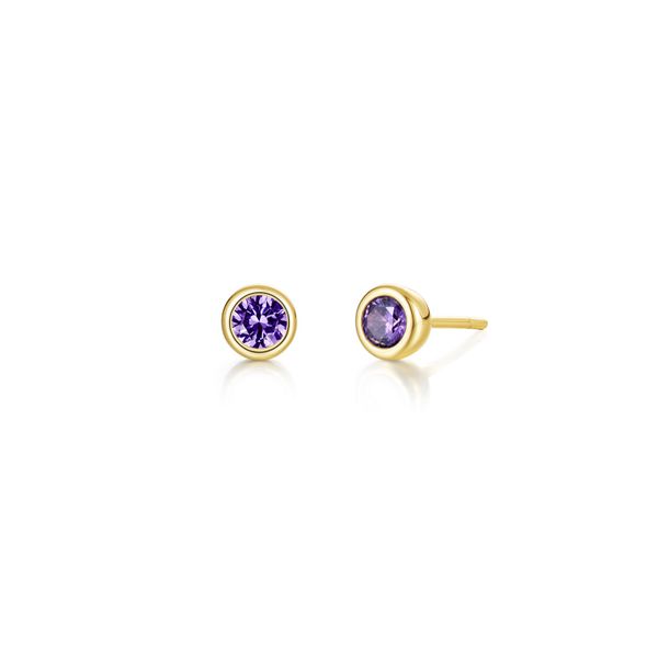 0.34 cttw. Simulated Amethyst February Birthstone Earrings in Yellow Gold-Plated Sterling Silver Conti Jewelers Endwell, NY