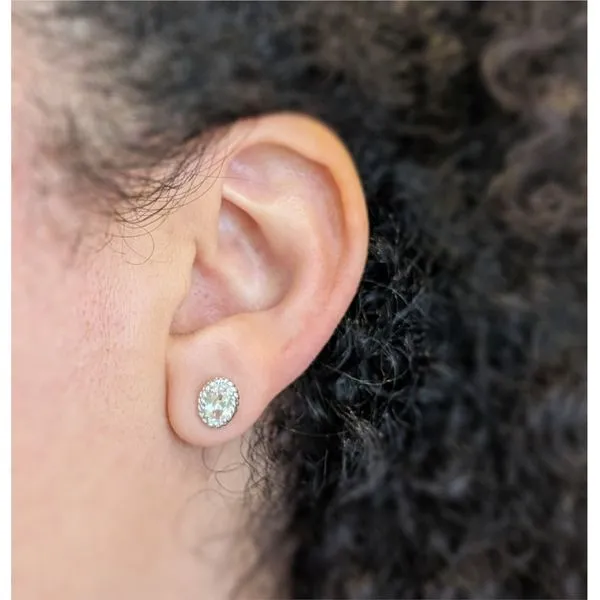 Lab-Grown White Sapphire Birthstone Earrings in Sterling Silver Image 2 Conti Jewelers Endwell, NY