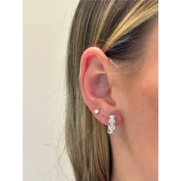 Sterling Silver .04cttw Diamond Ornate Milgrain Earrings Image 2 Conti Jewelers Endwell, NY