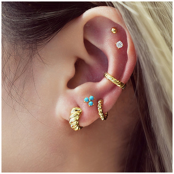 Texture Small Huggie Hoop Earrings in Yellow Gold Image 2 Conti Jewelers Endwell, NY