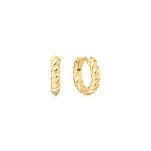 Texture Small Huggie Hoop Earrings in Yellow Gold Conti Jewelers Endwell, NY