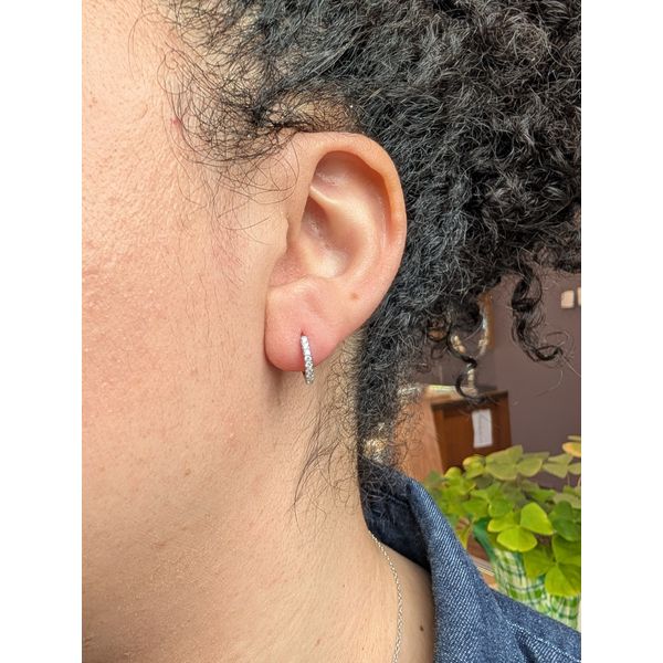 SS CZ Sparkle Huggie Hoop Earrings Image 2 Conti Jewelers Endwell, NY