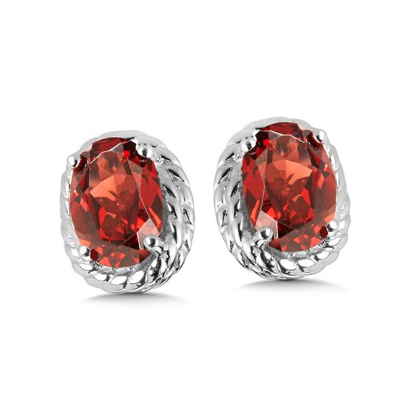 Garnet Birthstone Earrings in Sterling Silver Conti Jewelers Endwell, NY