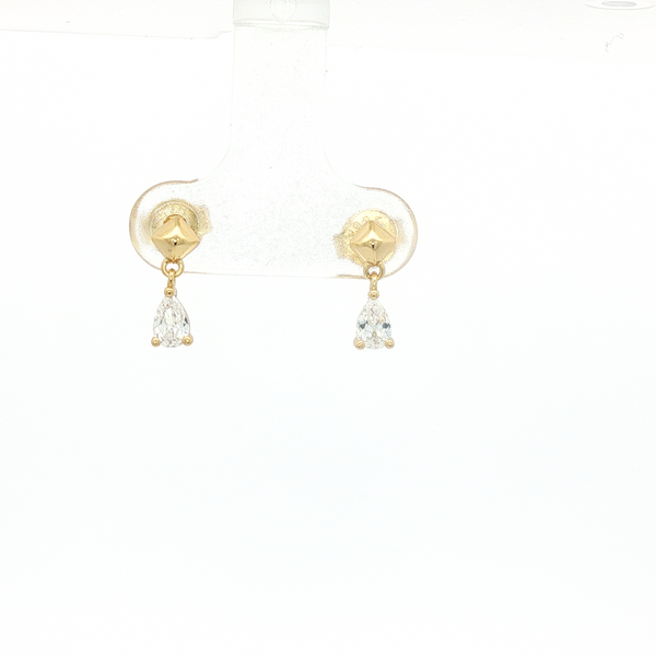 Pyramid Dangle Threaded Stud Earrings in Sterling Silver Yellow Gold Image 2 Conti Jewelers Endwell, NY