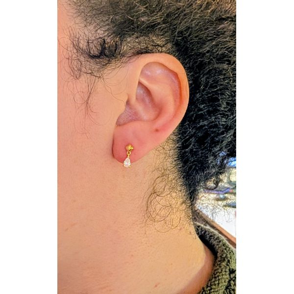 Pyramid Dangle Threaded Stud Earrings in Sterling Silver Yellow Gold Image 3 Conti Jewelers Endwell, NY