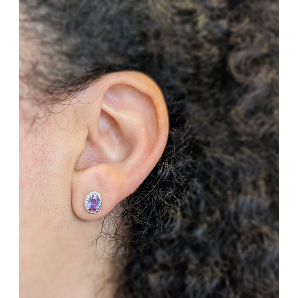 Lab-Grown Alexandrite Birthstone Earrings in Sterling Silver Image 2 Conti Jewelers Endwell, NY