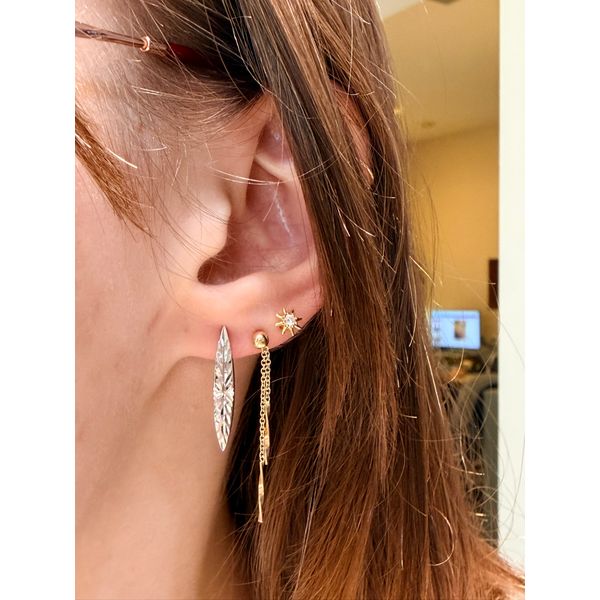 SS Starburst Diamond Cut Earring Hoops Image 2 Conti Jewelers Endwell, NY