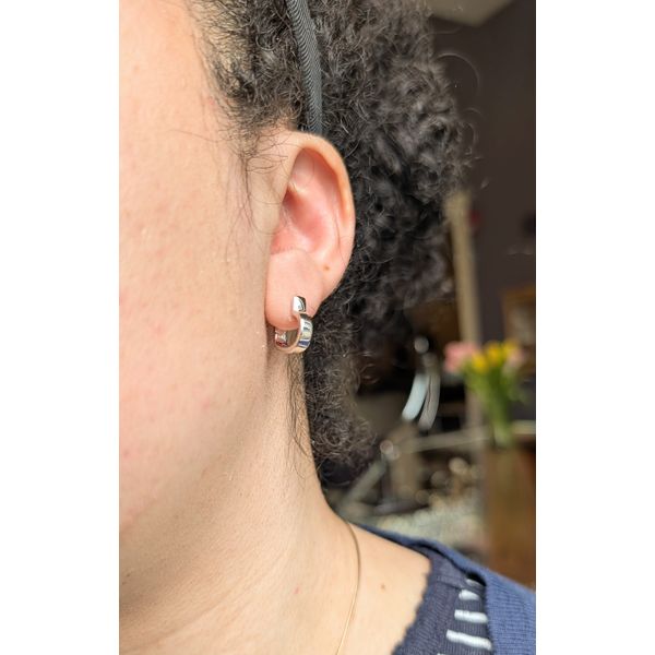 Love Heart Hoop Earrings in Sterling Silver Image 2 Conti Jewelers Endwell, NY