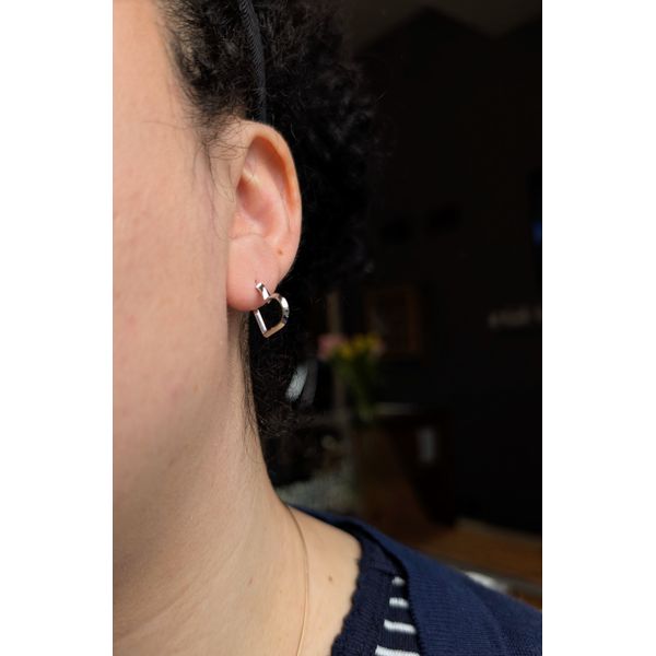Love Heart Hoop Earrings in Sterling Silver Image 2 Conti Jewelers Endwell, NY