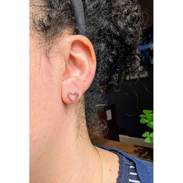 Love Heart Stud Earrings in Sterling Silver Image 2 Conti Jewelers Endwell, NY