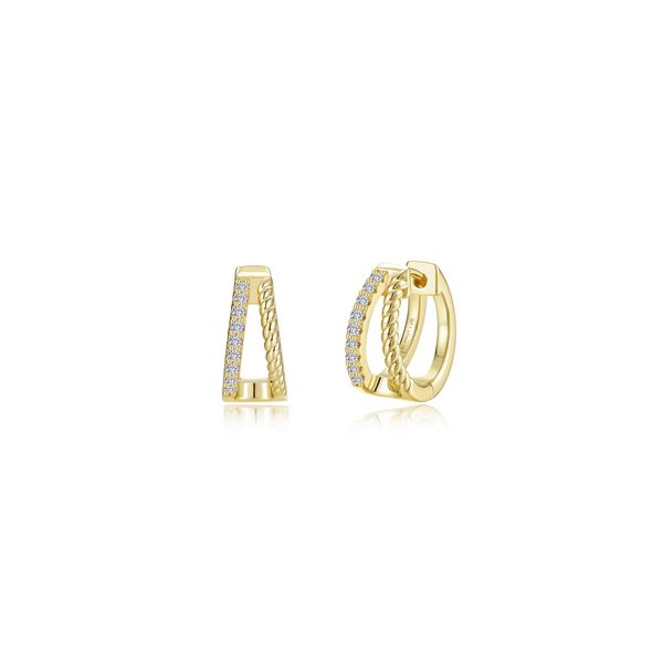 Sienna Split Huggie Earrings in Sterling Silver Yellow Gold Conti Jewelers Endwell, NY