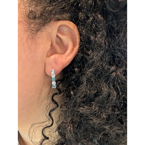 Josie Blue Topaz Hoop Earrings in Sterling Silver Image 2 Conti Jewelers Endwell, NY
