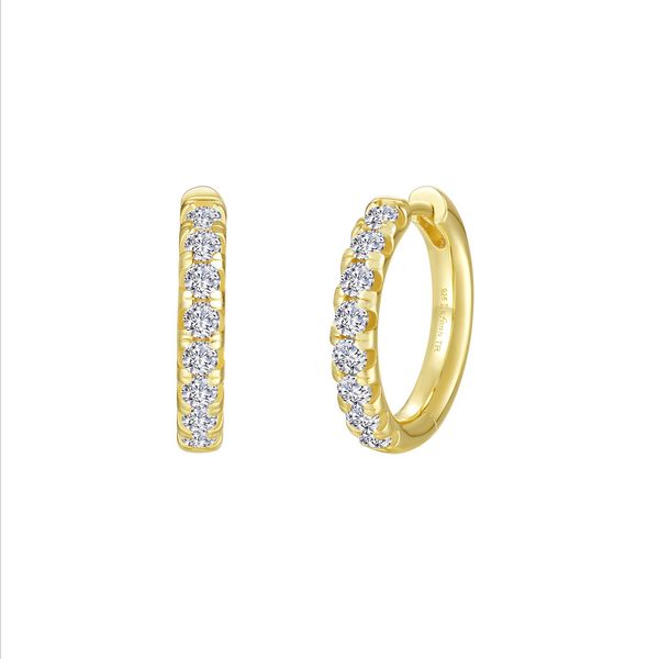 Madison Huggie Hoop Earrings in Sterling Silver Yellow Gold Conti Jewelers Endwell, NY