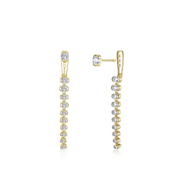 Sterling silver Yellow Gold Plated CZ Willow Dangle Earrings Conti Jewelers Endwell, NY