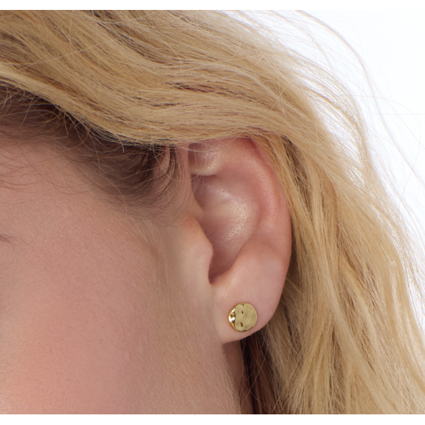 SS/18k Yellow Gold Plated Mirage Reflect Golden Round Disc Stud Earrings Image 2 Conti Jewelers Endwell, NY
