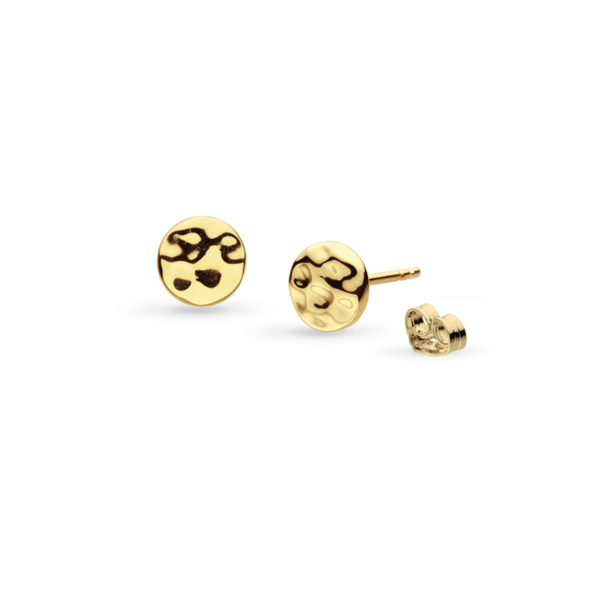 SS/18k Yellow Gold Plated Mirage Reflect Golden Round Disc Stud Earrings Conti Jewelers Endwell, NY