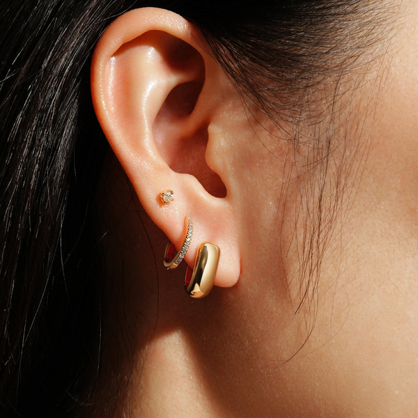 Mini U-Shaped Huggie Hoops in Yellow Gold Image 2 Conti Jewelers Endwell, NY