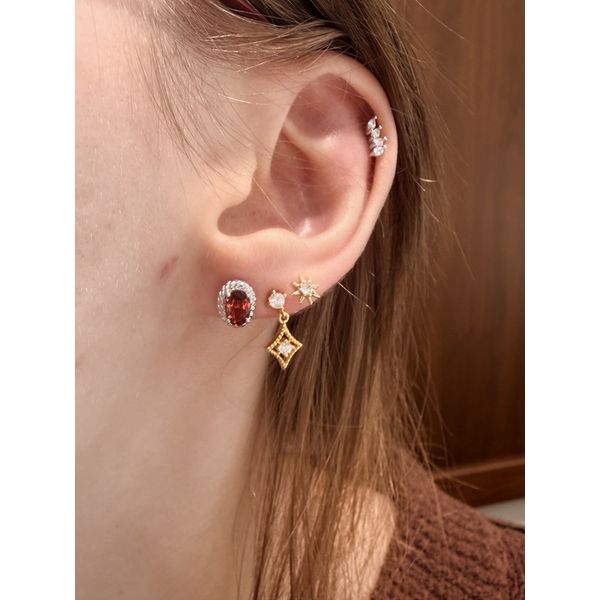 Garnet Birthstone Earrings in Sterling Silver Image 2 Conti Jewelers Endwell, NY