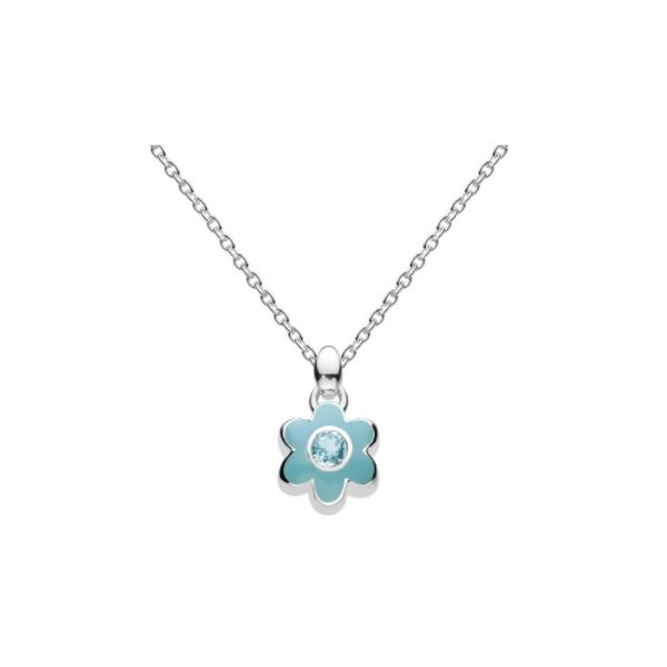 Girls March Aquamarine CZ Birthday Flower Necklace Conti Jewelers Endwell, NY