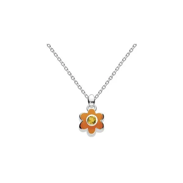 Girls November Citrine CZ Birthday Flower Necklace Conti Jewelers Endwell, NY